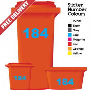 Wheelie Bin Sticker Numbers Just Numbers Style (Pack Of 3)